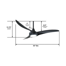 Load image into Gallery viewer, Light Wave LED Ceiling Fan  - line drawing.
