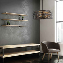 Load image into Gallery viewer, Vortic Flow Drum Pendant Light in living room.
