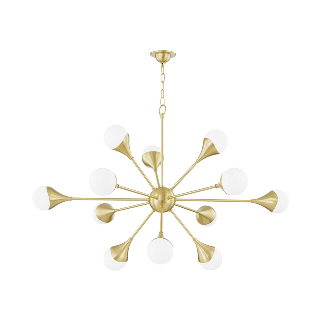 Ariana LED Chandelier in Aged Brass.