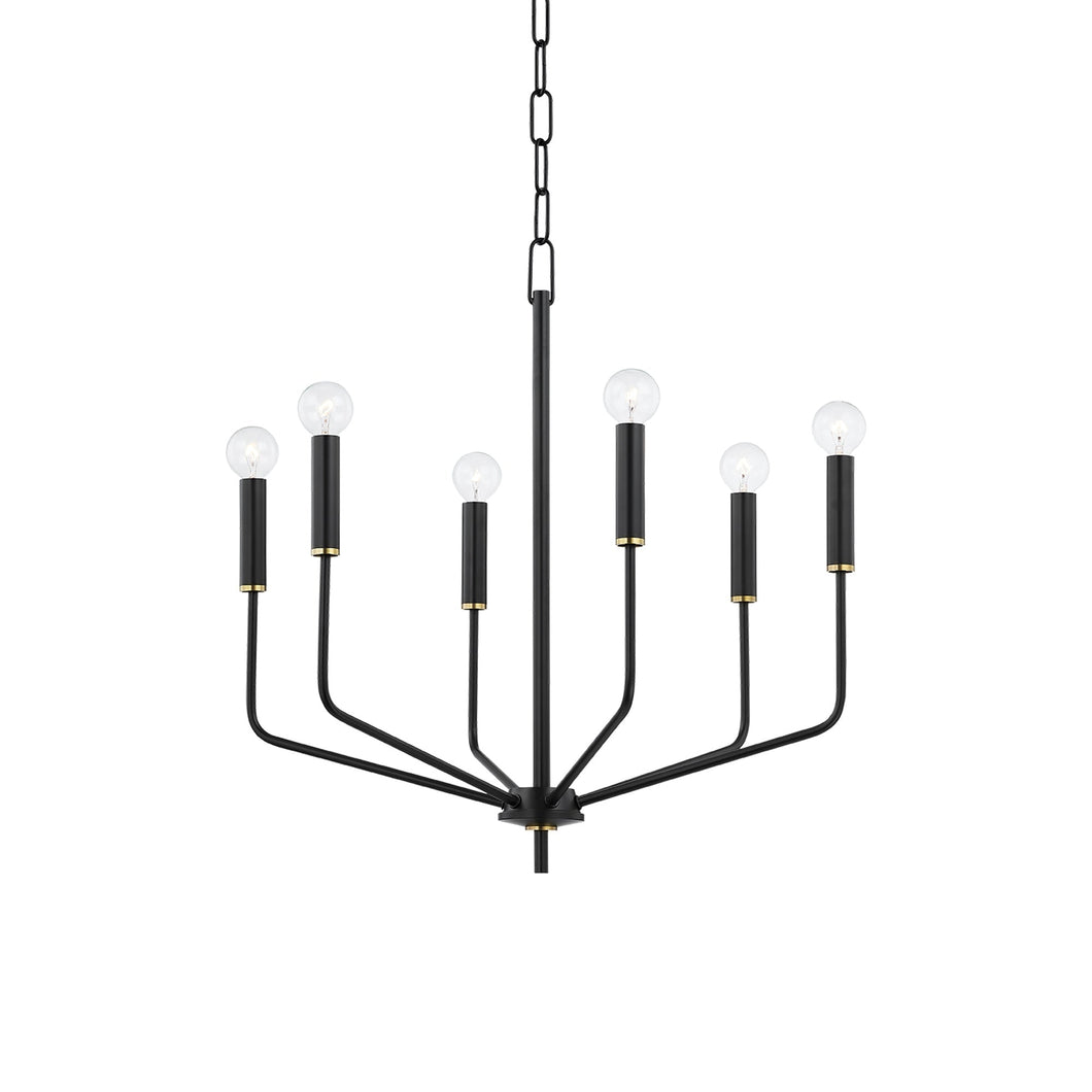 Bailey Chandelier in Aged Brass/Soft Black (6-Light).