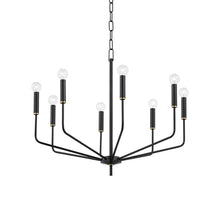 Load image into Gallery viewer, Bailey Chandelier in Aged Brass/Soft Black (8-Light).

