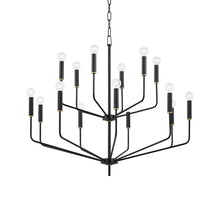 Load image into Gallery viewer, Bailey Chandelier in Aged Brass/Soft Black (15-Light).
