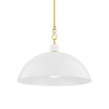 Load image into Gallery viewer, Camille Pendant Light in Aged Brass/Glossy White (Large).

