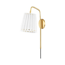 Load image into Gallery viewer, Demi Plug-In Wall Light in Aged Brass.

