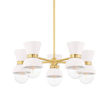 Load image into Gallery viewer, Gillian Chandelier in Aged Brass/Ceramic Gloss Cream.
