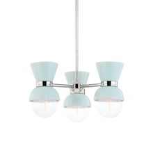 Load image into Gallery viewer, Gillian Semi Flush Mount Ceiling Light in Polished Nickel/Ceramic Gloss Robins Egg Blue.
