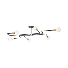 Load image into Gallery viewer, Jena Semi Flush Mount Ceiling Light in Aged Brass/Textured Black (Large).
