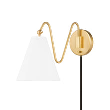 Load image into Gallery viewer, Onda Plug-In Wall Light in Aged Brass (1-Light).
