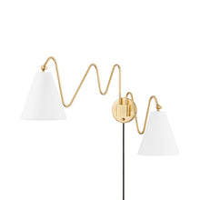 Load image into Gallery viewer, Onda Plug-In Wall Light in Aged Brass (2-Light).
