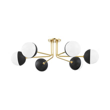 Load image into Gallery viewer, Renee Semi Flush Ceiling Light in Aged Brass/Black.
