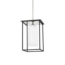 Load image into Gallery viewer, Teres Pendant Light in Polished Nickel/Textured Black (Small).
