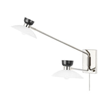 Load image into Gallery viewer, Whitley Plug-In Wall Light in Polished Nickel.
