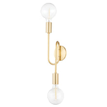 Load image into Gallery viewer, Zani Wall Light in Aged Brass (Opal Glass).

