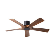 Load image into Gallery viewer, Aviator 5 Flush Mount Ceiling Fan in Matte Black/Distressed Koa.
