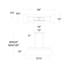 Load image into Gallery viewer, Bentley LED Linear Pendant Light - line drawing.
