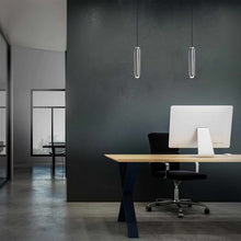 Load image into Gallery viewer, Burning Man LED Pendant Light in office.
