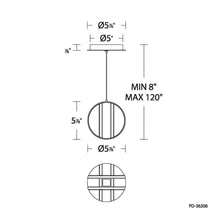 Load image into Gallery viewer, Carillion LED Pendant Light - line drawing.
