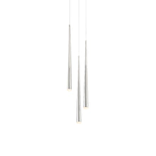 Load image into Gallery viewer, Cascade Etched Glass Round LED Chandelier in Polished Nickel (3-Light).

