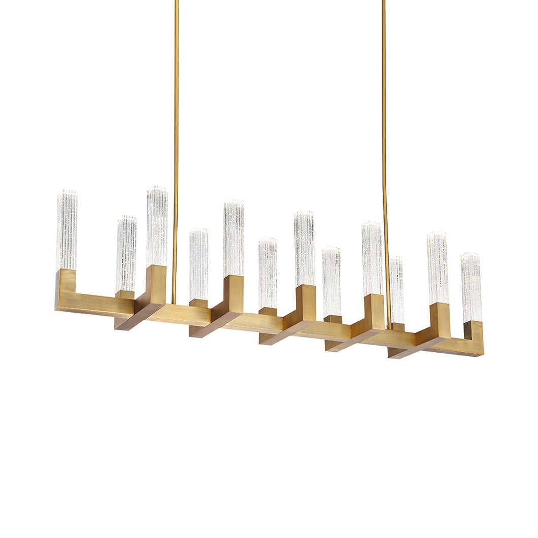 Cinema LED Pendant Light in Aged Brass.