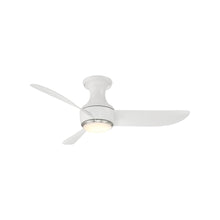 Load image into Gallery viewer, Corona Outdoor LED Flush Mount Ceiling Fan in Matte White/Brushed Nickel (44-Inch).

