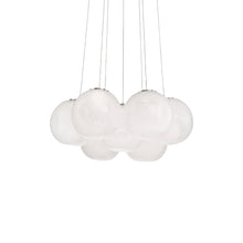Load image into Gallery viewer, Cosmic Crystal Multi-Light LED Pendant Light in Brushed Nickel (7-Light).
