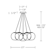 Load image into Gallery viewer, Cosmic Crystal Multi-Light LED Pendant Light - line drawing.

