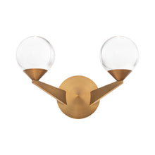 Load image into Gallery viewer, Double Bubble LED Wall Light in Aged Brass (2-Light).
