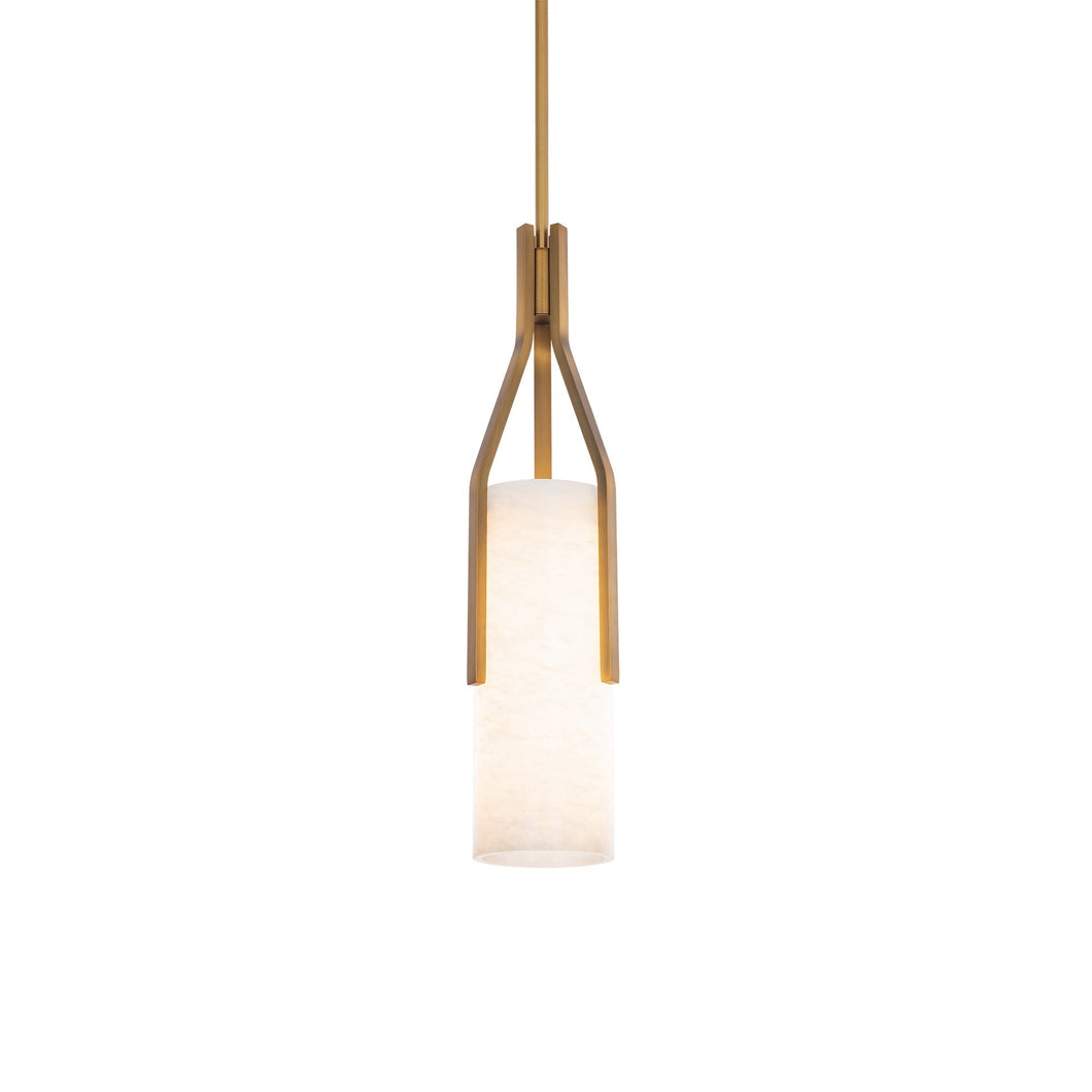 Firenze LED Pendant Light in Aged Brass.