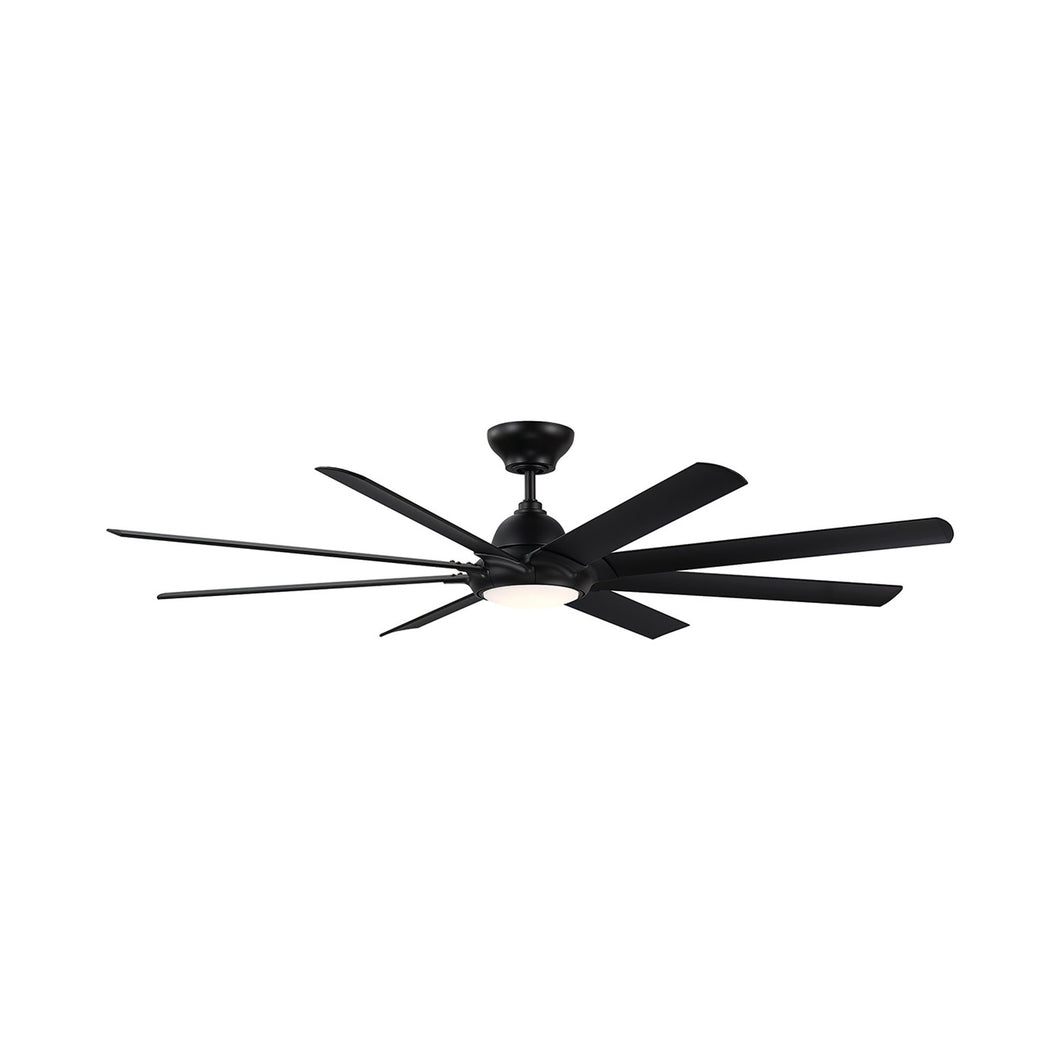 Hydra Downrod LED Ceiling Fan in 80-Inch/Matte Black.