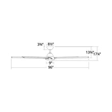 Load image into Gallery viewer, Hydra Downrod LED Ceiling Fan - line drawing.
