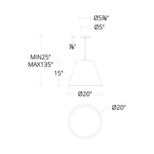Load image into Gallery viewer, Myla Outdoor LED Pendant Light - line drawing.
