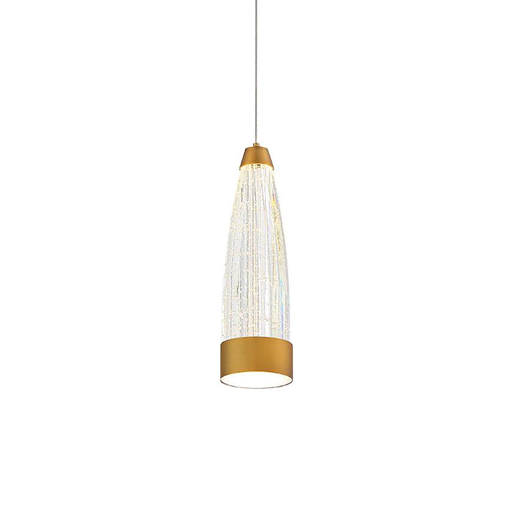 Mystic LED Pendant Light in Aged Brass.