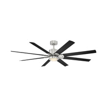 Load image into Gallery viewer, Renegade Outdoor LED Ceiling Fan in Brushed Nickel/Matte Black (66-Inch).

