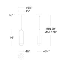 Load image into Gallery viewer, Rollins LED Mini Pendant Light - line drawing.
