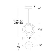 Load image into Gallery viewer, Serenity LED Pendant Light - line drawing.
