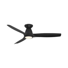 Load image into Gallery viewer, Skylark Outdoor LED Flush Mount Ceiling Fan in Matte Black.
