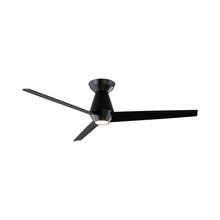Load image into Gallery viewer, Slim LED Flush Mount Ceiling Fan in Matte Black.
