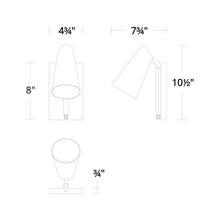 Load image into Gallery viewer, Stylus LED Adjustable Wall Light - line drawing.
