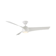 Load image into Gallery viewer, Twirl Downrod LED Ceiling Fan in Matte White.
