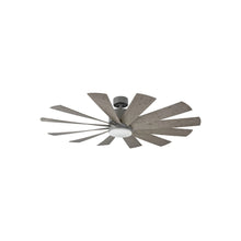 Load image into Gallery viewer, Windflower Downrod LED Ceiling Fan in 60-Inch/Graphite/Weathered Gray.

