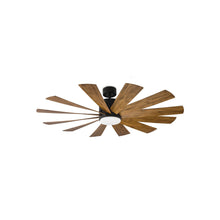 Load image into Gallery viewer, Windflower Downrod LED Ceiling Fan in 60-Inch/Matte Black/Distressed Koa.
