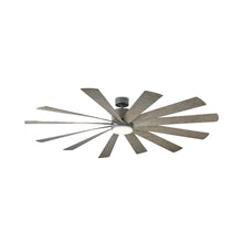 Load image into Gallery viewer, Windflower Downrod LED Ceiling Fan in 80-Inch/Graphite/Weathered Gray.

