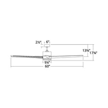 Load image into Gallery viewer, Windflower Downrod LED Ceiling Fan - line drawing.
