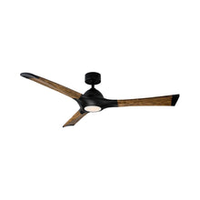 Load image into Gallery viewer, Woody Downrod LED Ceiling Fan in 60-Inch/Matte Black/Distressed Koa.
