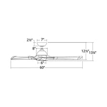 Load image into Gallery viewer, Woody Downrod LED Ceiling Fan - line drawing.
