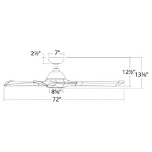 Load image into Gallery viewer, Woody Downrod LED Ceiling Fan - line drawing.
