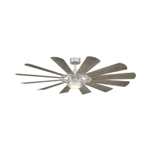 Load image into Gallery viewer, Wyndmill Outdoor LED Ceiling Fan in Steel/Weathered Wood.

