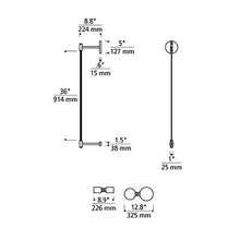 Load image into Gallery viewer, ModernRail LED Wall Light - line drawing.
