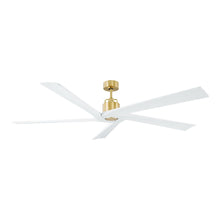 Load image into Gallery viewer, Aspen Ceiling Fan in Burnished Brass/Matte White (70-Inch).
