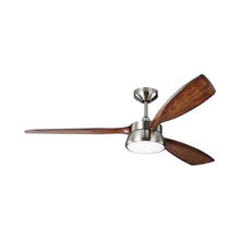 Load image into Gallery viewer, Destin LED Ceiling Fan in Brushed Steel/Koa.
